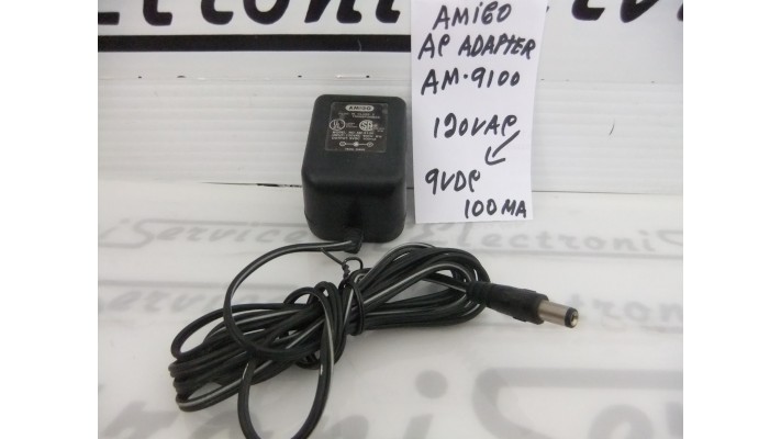 Amigo AM-9100 120vac to 9vdc 100ma ac adaptor,